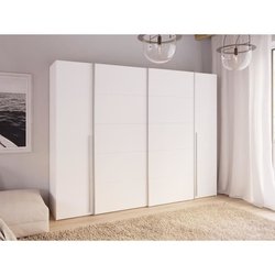 Kleiderschrank 2 Flügeltüren + 2 Schiebetüren - Mattweiß - L 270,3 x T
