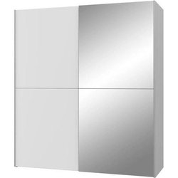 ULOS Kleiderschrank mit 2 Schiebetüren + Spiegel - Weiß matt - L 170,3