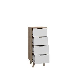 VANKKA Cassettiera con 4 cassetti - Rovere e decoro bianco - L 45 x P 