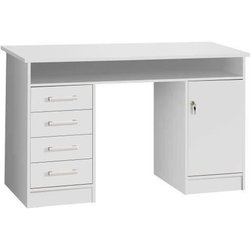 ALICANTE Key Desk, 1 Tür, 4 Schubladen - Weißes Papierdekor - L 126 x 
