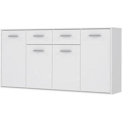 PILVI Low Sideboard 4 Türen 4 Schubladen - Mattweiß - L 162,3 x T 34,2