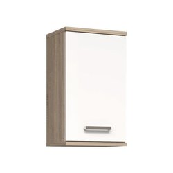 Armoire de salle de bain a suspendre - Décor Blanc et chene - 1 porte 