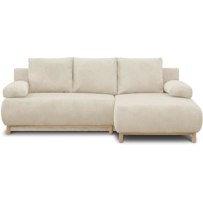 MIKA 3-Sitzer-Sofa für die rechte Ecke  Beigefarbener Cord  Aufbewah