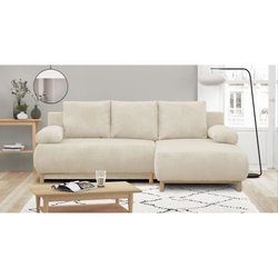 MIKA 3-Sitzer-Sofa für die rechte Ecke  Beigefarbener Cord  Aufbewah