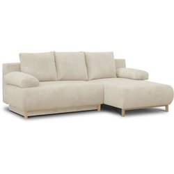 MIKA 3-Sitzer-Sofa für die rechte Ecke  Beigefarbener Cord  Aufbewah