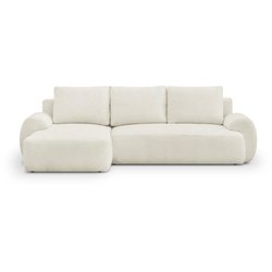 MILO 3-Sitzer-Sofa für die linke Ecke  Hellbeiger Frotteestoff  Aufb