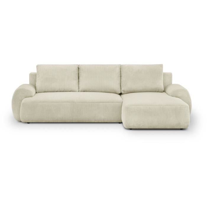 MILO 3-Sitzer-Sofa für die rechte Ecke  Beigefarbener Cord  Aufbewah