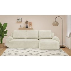 MILO 3-Sitzer-Sofa für die rechte Ecke  Beigefarbener Cord  Aufbewah
