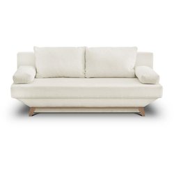 Banquette convertible 3 places TEIJO - Tissu bouclette beige - Coffre 