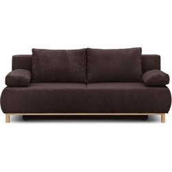 Banquette convertible 3 places MIKA - Velours côtelé marron foncé - Co