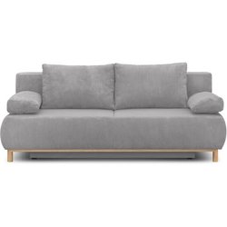 Banquette convertible 3 places MIKA - Velours côtelé gris clair - Coff