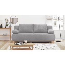 Banquette convertible 3 places MIKA - Velours côtelé gris clair - Coff