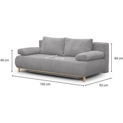 Banquette convertible 3 places MIKA - Velours côtelé gris clair - Coff
