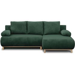 Canapé d angle droit convertible - 3 places - MIKA - Tissu velours côt