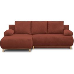 MIKA Ecksofa linksseitig - 3 Sitze - Rostfarbener Cordstoff - Aufbewah