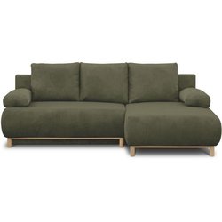Ecksofa rechts - 3-Sitzer - MIKA - Khakifarbener Cordstoff - Aufbewahr