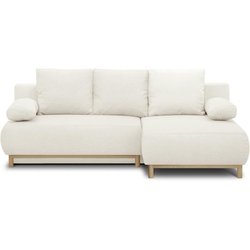 Canapé d angle droit convertible - 3 places - MIKA - Tissu bouclettes 