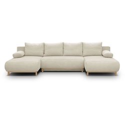 MIKA 6-Sitzer Panorama-Schlafsofa - Beige Cord - Aufbewahrungsbox - 31