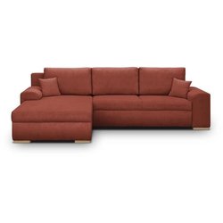 5-Sitzer-Eckschlafsofa - INDIAN - Rostfarbener Cordstoff - Aufbewahrun