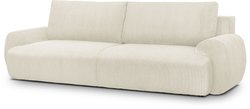 Canapé convertible - 3 places - MILO - Tissu velours côtelé Beige - Co