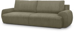 Schlafsofa  3-Sitzer  MILO  Cordstoff, Khakigrün  Staufach  254 x