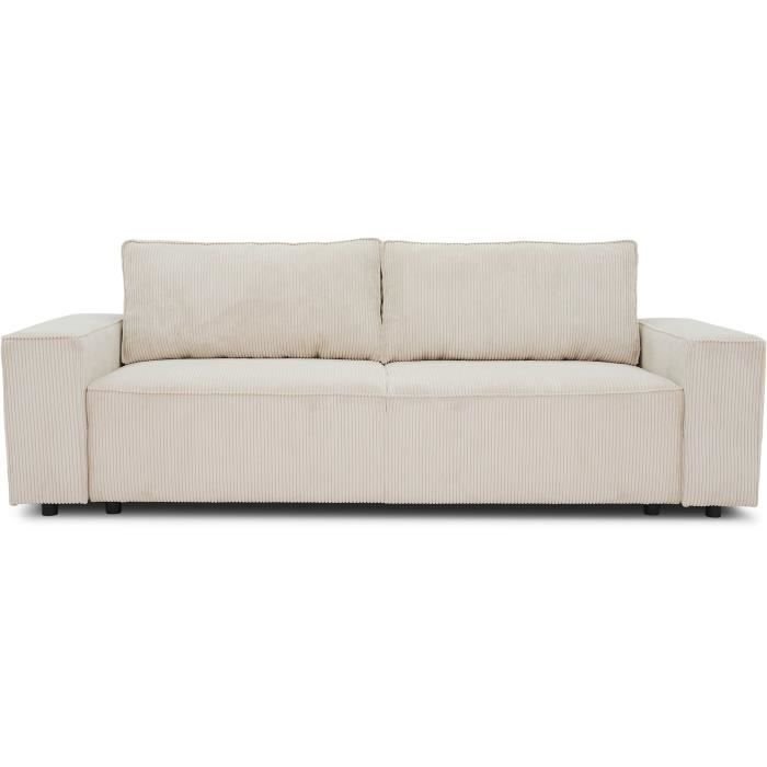3 -seerer Josh Cabrio -Sofa - beige geripptes Samt Stoff - Storage Box
