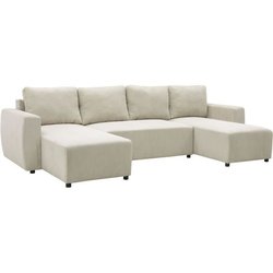 Canapé convertible panoramique PHARELL 7 places - Velours côtelé beige