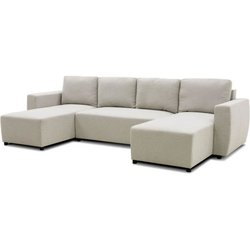PHARELL 5/6-Sitzer Panorama-Ecksofa  Stoff in Beige  Aufbewahrungsbo