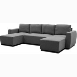 PHARELL 5/6-Sitzer-Panorama-Ecksofa  Anthrazitfarbener Stoff  Aufbew