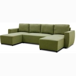 PHARELL 5/6-Sitzer-Panorama-Ecksofa  Olivenstoff  Aufbewahrungsbox 
