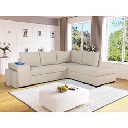 Canapé d angle convertible réversible 4 places MITCHELL - Tissu Beige 