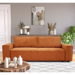 3-Sitzer-Umwandelsofa JOSH - Terrakotta-Cordstoff - L 239 x T 86 x H 8