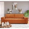 3-Sitzer-Umwandelsofa JOSH - Terrakotta-Cordstoff - L 239 x T 86 x H 8