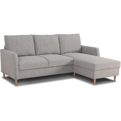 Festes 3-Sitzer-Ecksofa CHIPY - mausgrauer Stoff - wendbar - L 192 x T