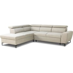 Wende-Ecksofa mit Truhe  5 Plätze  KASIMIR  Beiger Stoff  258 x 79