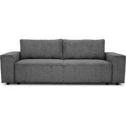 Canapé fixe 4 places - JOSH - Velours cotelé anthracite - 241 x 86 x 8