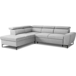 Wende-Ecksofa mit Truhe  5 Plätze  KASIMIR  grauer Stoff  258 x 79