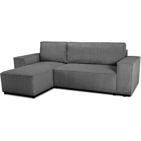 Wendbares Ecksofa  4 Sitze  JOSH  Gerippter Samtstoff  Anthrazit 
