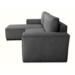 Wendbares Ecksofa  4 Sitze  JOSH  Gerippter Samtstoff  Anthrazit 