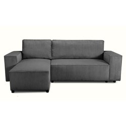 Wendbares Ecksofa  4 Sitze  JOSH  Gerippter Samtstoff  Anthrazit 
