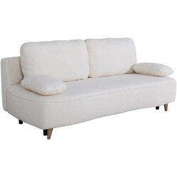 Canapé converible - 3 places - PYLA - Bouclette blanche - Coffre - 203