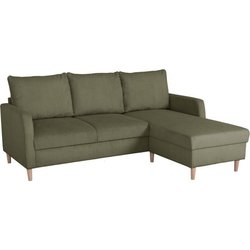 Festes Ecksofa  3 Sitze  CHIPY  Stoff Lincoln Khaki  Beine aus Nat