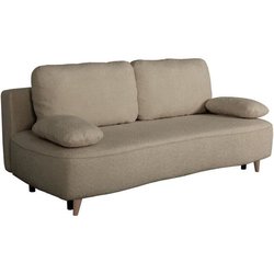 Canapé converible - 3 places - PYLA - Bouclette taupe - Coffre - 203 x