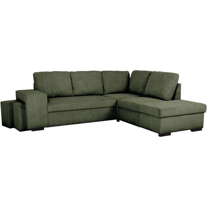 Wendbares Ecksofa - 4/5 Sitze - MITCHELL - Khakifarbener Cordstoff - A