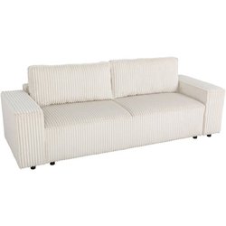 JOSH 3-Sitzer-Schlafsofa  Bezug aus perlmuttfarbenem Samtstoff mit br
