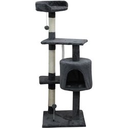 JASPER Arbre a chat gris 40 x 40 x 114 cm -3 plateformes, 1 niche, pot