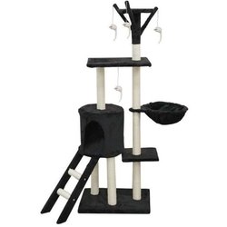 JIPSY Arbre a chat noir 79 x 34 x 138 cm - 3 plateformes, 1 perchoir, 