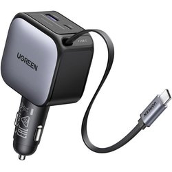 Chargeur voiture - UGREEN - 90W - USB-A et USB-C - Rétractable - Noir