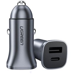 Chargeur voiture - UGREEN - 1 USB-C + 1 USB-A - 30W - Gris