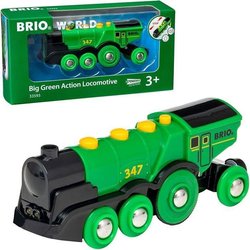 BRIO World - 33593 - Powerful Green Locomotive With Batteries - Wooden